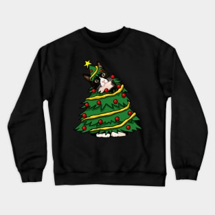 Tuxedo Cat Christmas Tree Funny Xmas Cat Lover Crewneck Sweatshirt